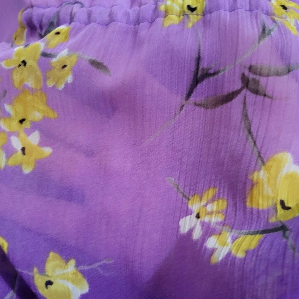 Apt 9 Sheer Kimono Top Womens Medium Purple Ombre Floral Relaxed Feminine